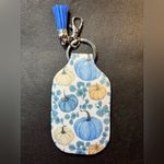 Pumpkins Blue Yellow Hand Sanitizer Keychain Holder New Photo 1