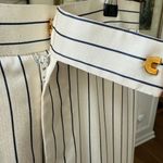 Vintage Ralph Lauren Black Label 100% Silk Stripe Ankle Trousers Pants 6 White Photo 3