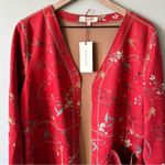 Solitaire  Anthropologie NWT Floral Faux Suede Open Front Boho Jacket Large Photo 1