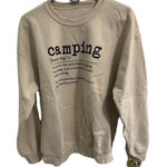 None Beige “Camping” Definition Sweatshirt | Rustic Outdoor Graphic Pullover Photo 0