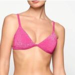 SKIMS Glitter Swim Triangle Bikini Top - Magenta size S Photo 1