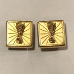 YSL Yves Saint Laurent Iridescent Red Pink Gold Tone Earrings Photo 5