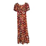Urban Outfitters patchwork quilt print Ruffle Trim red multicolor maxi dress XS Photo 1