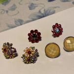 Lot Of 3 Women’s Costume Earrings Pierced Mix Some Yellow Red Etc Flowers /Round Photo 1