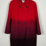 Worthington Dress Coat Womens Large Red Ombre Wool Blend Long Double Breasted Photo 0