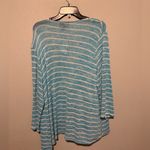 Investments  Aqua and White Striped Blouse Photo 1