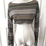 Romwe Our Hippie Striped Print Crop long sleeved Top Photo 0