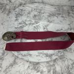 Vintage Women Adjustable Wide Leather Belt With Brass Paisley Clip Buckle Size M Pink Photo 4