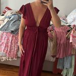 Maroon satin maxi dress Red Photo 1