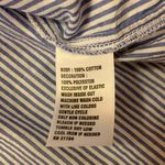 Crown & Ivy top Medium Blue White Pink Stripes Embroidery Fringe casual Snaps Photo 2