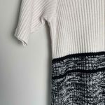 Venus  Womens Black White Knit Short Sleeve Knee Length Sweater Dress Large Photo 2