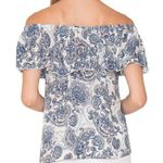 Renee C . Paisley Off-The-Shoulder Blouse Blue Pink Photo 1