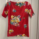 Ralph Lauren LAUREN  Womens Red Floral Boat Neck T Shirt Top Size S P Photo 1