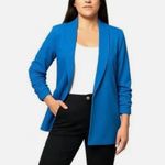Dakota Blue Women's Blue Open Front Ruched 3/4 Sleeves Crepe Blazer Size M Size M Photo 5