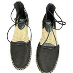 Eileen Fisher  Flat Shoes Lace Leather Espadrille Wrap Sandal Black 8 Size: 81/2 Photo 0