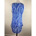 Poupette St Barth 100% Silk Blue Boho Crinkle Tunic Top L Crochet Trim Resort Size L Photo 8