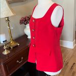 CICY Bell Red Dressy Vest Big Gold Buttons Flap Pockets New Photo 2