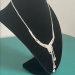 Floral Art Deco Bridal Wedding Prom Formal Drop Rhinestone and Silver Necklace Photo 3