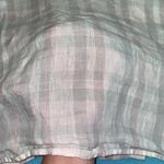 DKNY Linen plaid short sleeve button down 1 chest pocket pink gray white size 2X Photo 6