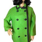 American Vintage 1960s Joseph Heim Agnes Whitmore Green Boucle Mod Wool Coat black trim Medium Photo 4