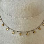 Italian .925 Sterling Silver Station Necklace w/ Golden Gemstones (Citrine or Ye Photo 0