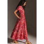 Anthropologie Somerset Maxi Dress XXSP Red Geometric Poplin Cottagecore Photo 3