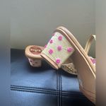 Handmade embroidered, beaded, and embellished slingback pointed toe block heels Gold Size 8 Photo 2