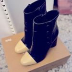 ZARA  Black Ankle Boots  W/Cream Capped  Toe Photo 6