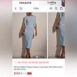 Chic Light Blue Midi Dress with Pearl Detail Size 12 Photo 3