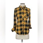 Rue 21  Mustard Yellow & Black Buffalo Check Plaid Button Down Shirt Size XS Photo 1