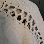 Poof White Crew Neck Sweater with‎ Laced Shoulder Design Size Small Photo 1