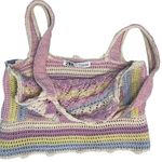 ZARA Crochet Knit Cropped Pastel Tank Top Size Medium Photo 4