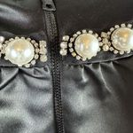 Alice + Olivia Black Tie Halter Neck Pearl Diamond Mini Dress Empire Waist Sz 0 Photo 12