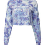 Spiritual Gangster universe is on my side blue & Purple Tie-Dye Sweatshirt crop Photo 0