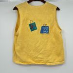 VINTAGE Yellow Shop Til You Drop Vest Embroidered Applique Purses size large Photo 2
