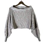 Ecote Off Shoulder Cropped Sweater Womens XS Cream Ribbed Knit Neutral Boho Photo 1