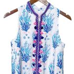 Lilly Pulitzer Jane Shift Dress Women’s Size 4 Tassel Hem Sea Spray White Blue Photo 1