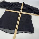 Joie  Blouse Womens Small Black‎ Sheer Puff Long Sleeve Mock Neck Caviar Photo 6