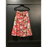Natori  Anemone Floral Garden pink & green cotton pleated flare midi Skirt S Photo 4