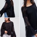 Free People  Black Still Got It Mesh Sleeve Top Small Photo 1