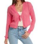 C&C California  Vibrant Coral Knit‎ Cardigan Size Medium NWT Photo 0