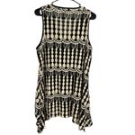 Kaktus Crochet Knit Black White Asymmetrical Button Up Cardigan Vest Large Photo 5