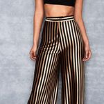 Mistress Rocks - High Waisted Gold And Black Velvet Wide Leg Pants, Size M Photo 0