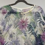 J. Jill purple green floral linen blend open knit breathable top size small Photo 1