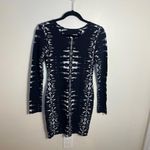 Parker Womens Mariel Psych Cutout Mini Long Sleeve Dress Size Large Navy Blue Photo 3