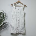 Madewell  Denim Square-Neck Sleeveless Mini Dress in Tile White Photo 4