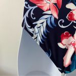 Carmen Marc Valvo One Shoulder Mesh Cutout Navy Floral One-Piece Swimsuit 10 New Photo 6