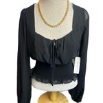 Nine Britton  sheer black long sleeve size small NWT - small snag in back see pic Photo 2