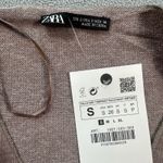 ZARA  Woman Knit Top Blouse Taupe Small Long Sleeve V Neck Basic Casual Cute NWT Photo 3