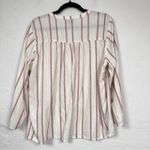 Splendid  Linen White Pink Striped Blouse Women’s XL Beachy Breathable Casual Top Photo 7